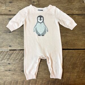 GAP Pink‎ Penguin Baby Girl One Piece Onesie Romper 3-6 months